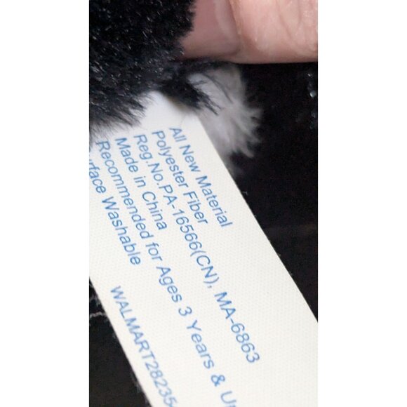 Black Puppy Love Plush Dog  Bow  - 12  Black/White With Tan Spots stuffed animal - Picture 8 of 8